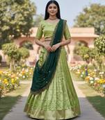 green art silk plain lehenga choli