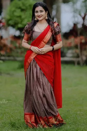 brown art silk plain lehenga choli