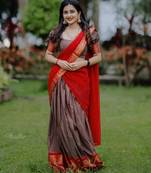 brown art silk plain lehenga choli