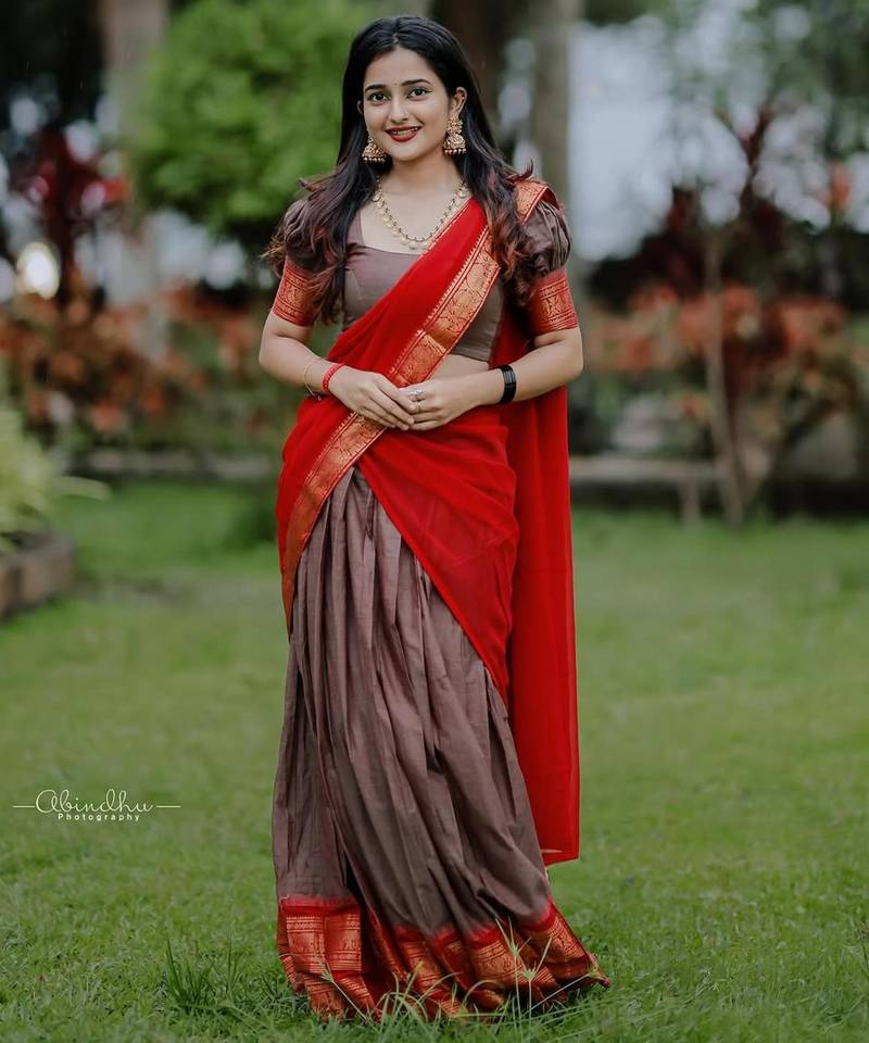 brown art silk plain lehenga choli