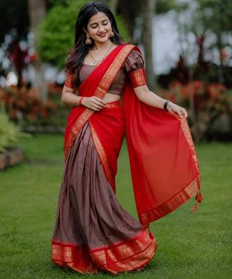 brown art silk plain lehenga choli 3