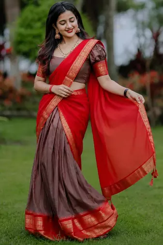 brown art silk plain lehenga choli