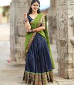 navy blue art silk plain lehenga choli