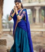 teal art silk plain lehenga choli