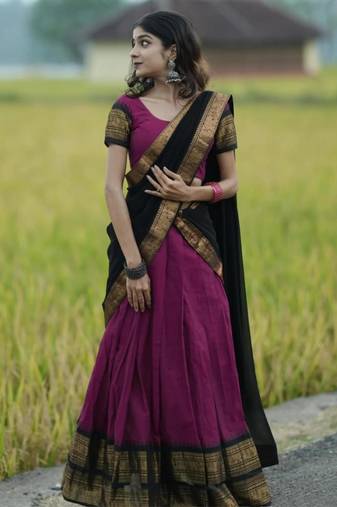 plum art silk plain lehenga choli