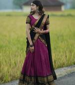 plum art silk plain lehenga choli
