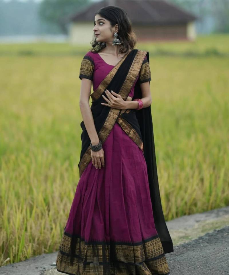plum art silk plain lehenga choli