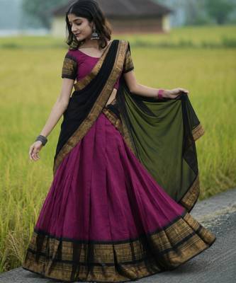 plum art silk plain lehenga choli 2