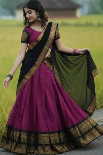 plum art silk plain lehenga choli