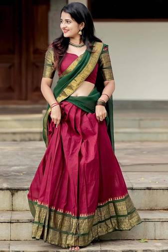 maroon art silk plain lehenga choli
