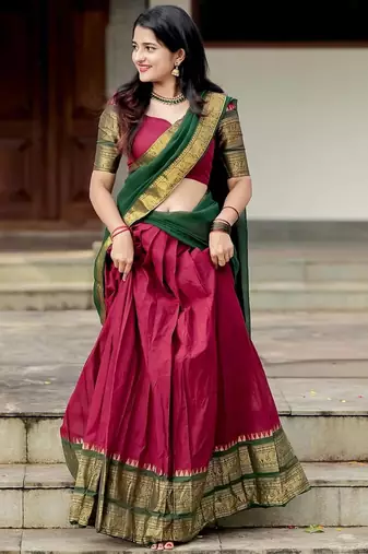 maroon art silk plain lehenga choli