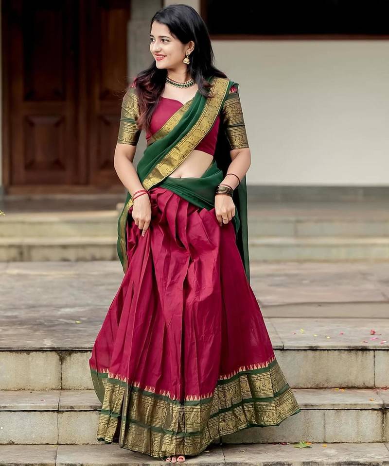 maroon art silk plain lehenga choli