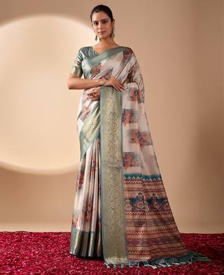 Elegant Cream Designer Saree 1