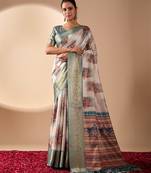 Elegant Cream Designer Saree