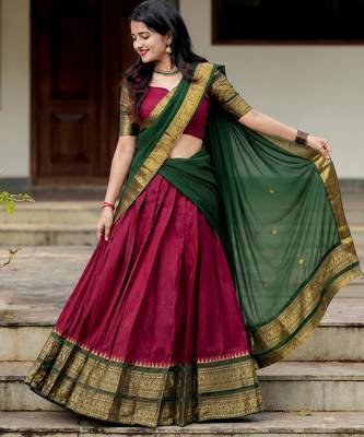 maroon art silk plain lehenga choli 2