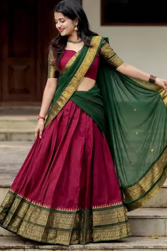 maroon art silk plain lehenga choli