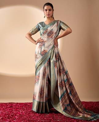 Elegant Cream Designer Saree 2