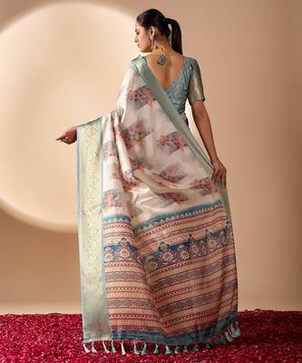 Elegant Cream Designer Saree 3