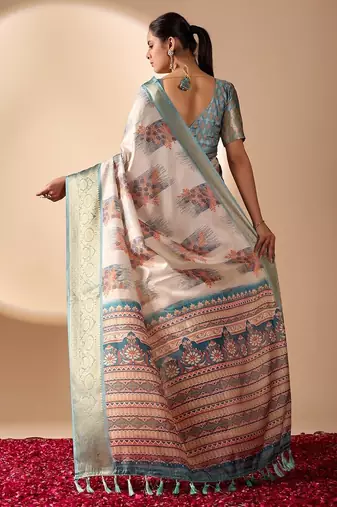 Elegant Cream Designer Saree