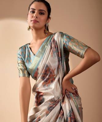 Elegant Cream Designer Saree 4