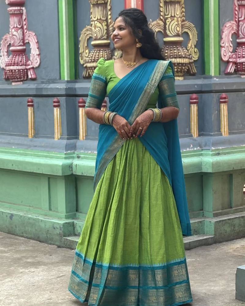 green art silk plain lehenga choli