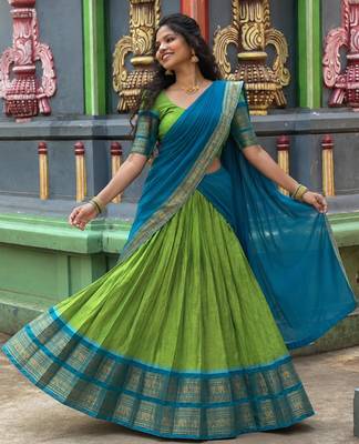 green art silk plain lehenga choli 2