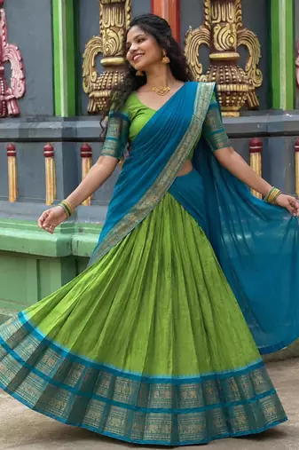 green art silk plain lehenga choli