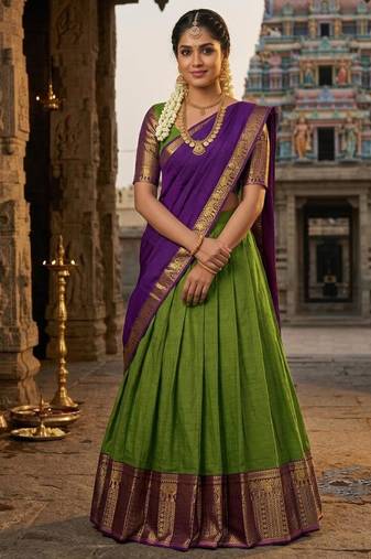 green art silk plain lehenga choli