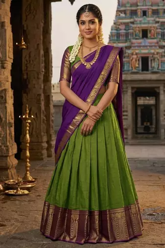 green art silk plain lehenga choli