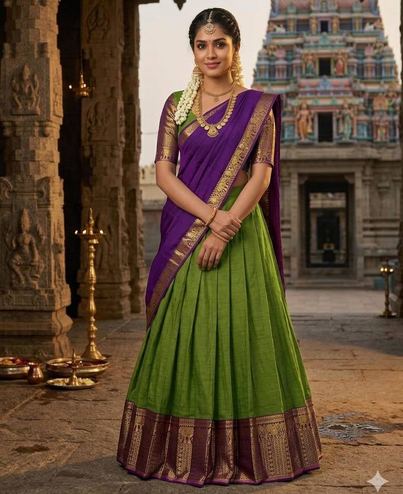 green art silk plain lehenga choli