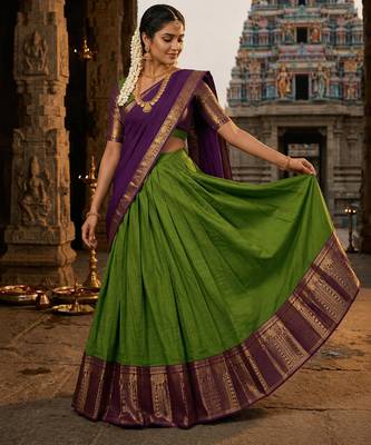green art silk plain lehenga choli 2