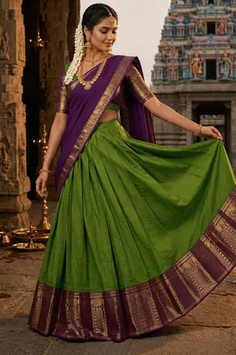 green art silk plain lehenga choli