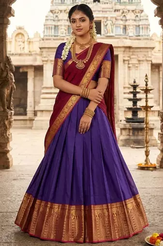purple art silk plain lehenga choli
