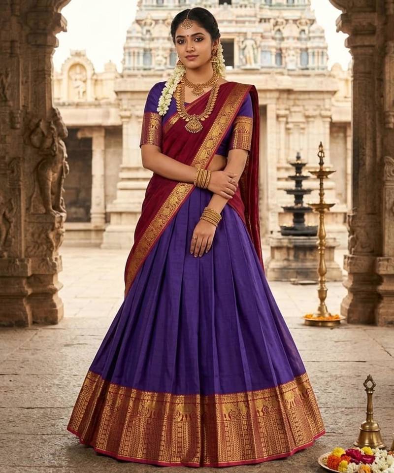 purple art silk plain lehenga choli