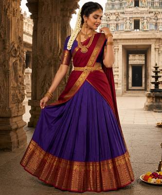 purple art silk plain lehenga choli 2