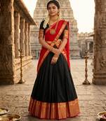 black art silk plain lehenga choli