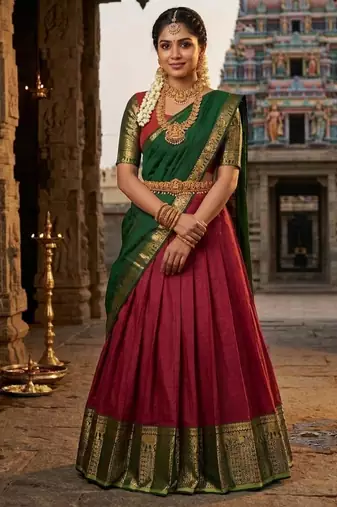 red art silk plain lehenga choli