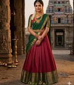 red art silk plain lehenga choli