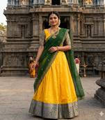 yellow art silk plain lehenga choli
