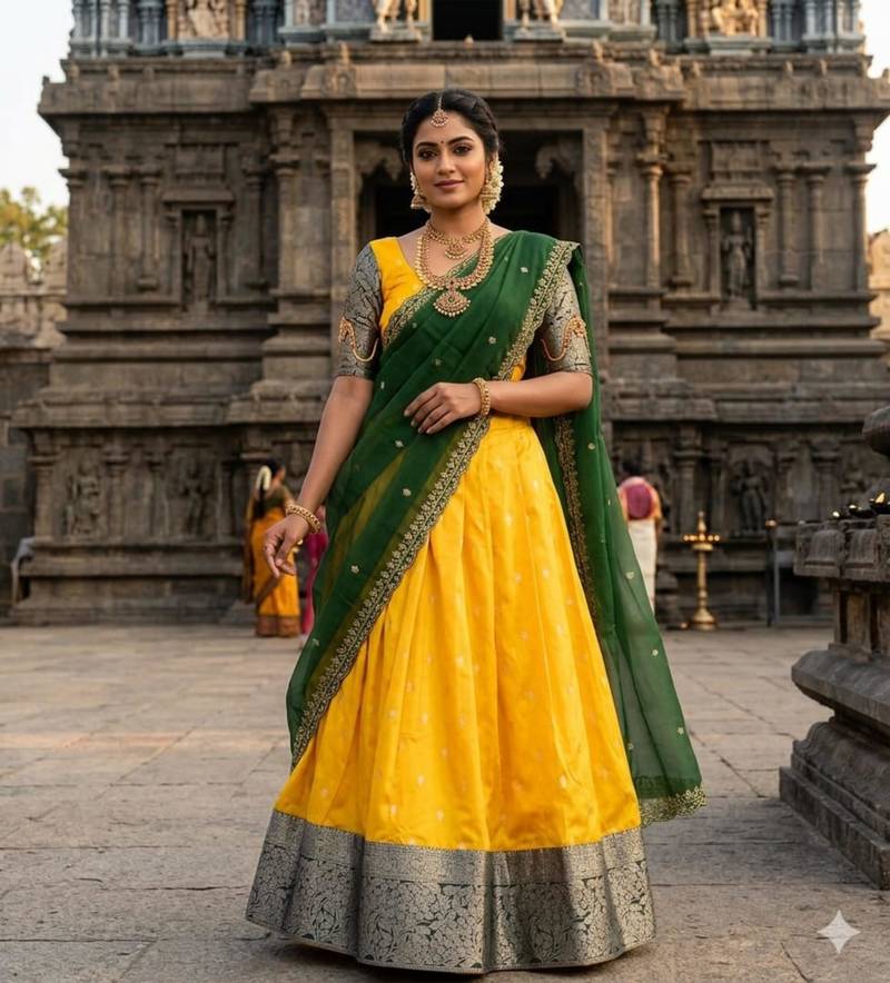 yellow art silk plain lehenga choli