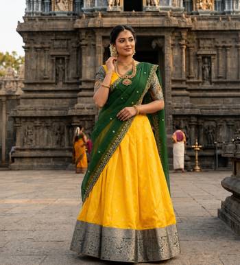 yellow art silk plain lehenga choli 2