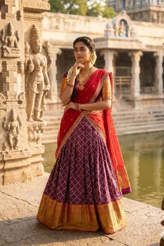 purple art silk plain lehenga choli