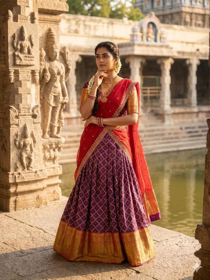 purple art silk plain lehenga choli