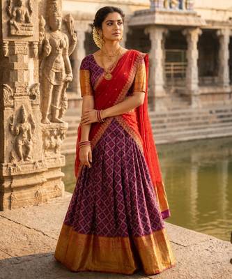 purple art silk plain lehenga choli 2