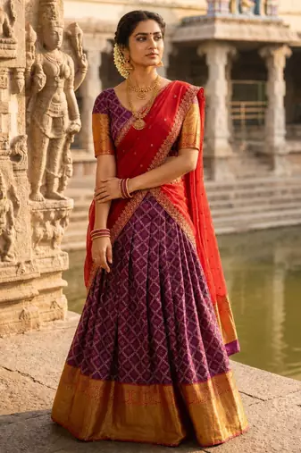 purple art silk plain lehenga choli