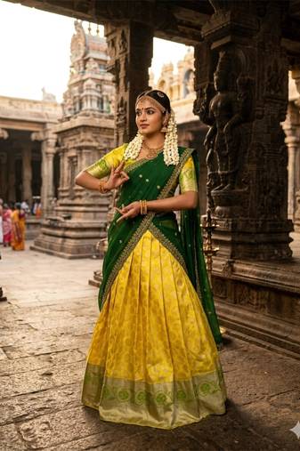 yellow art silk plain lehenga choli