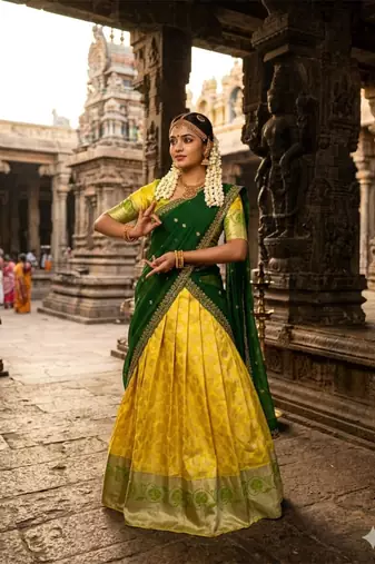 yellow art silk plain lehenga choli