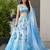 blue organza printed lehenga choli