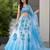 blue organza printed lehenga choli