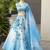 blue organza printed lehenga choli